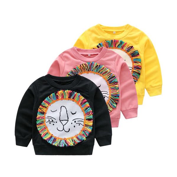 

hoodies & sweatshirts spring autumn toddler infant cartoon lion pattern long sleeve cotton casual kids baby clothes 1-6years, Black