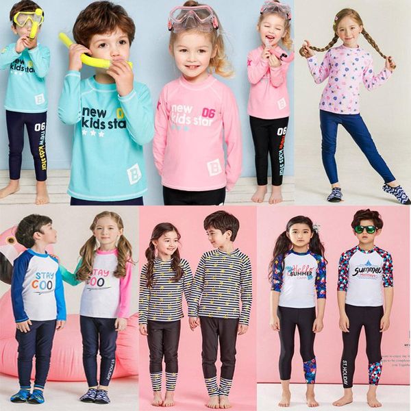 

one-pieces children 3 pcs swimsuit kids baby girls swimwear boys long sleeve surfing wear bathing suit sandy rash guard+hat 2-10y, Black