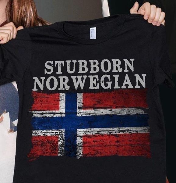 

men's t-shirts gift t shirt stubborn norwegian flag tshirt, White;black