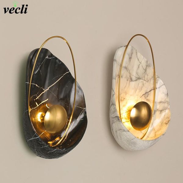 

wall lamp modern resin lamps creative shell shape bedside led light tv background corridor sconce nordic home deco