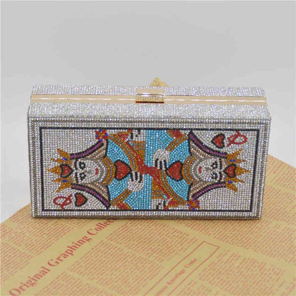 

rhinestone purse women's wedding clutch bag luxury poker pattern banquet diamond small chain shoulder bag zd1807