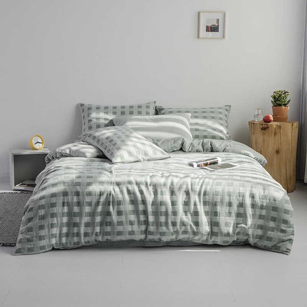 

new double-layer yarn pure cotton spring and autumn four piece set all cotton encrypted gauze breathable small fresh bedding kit