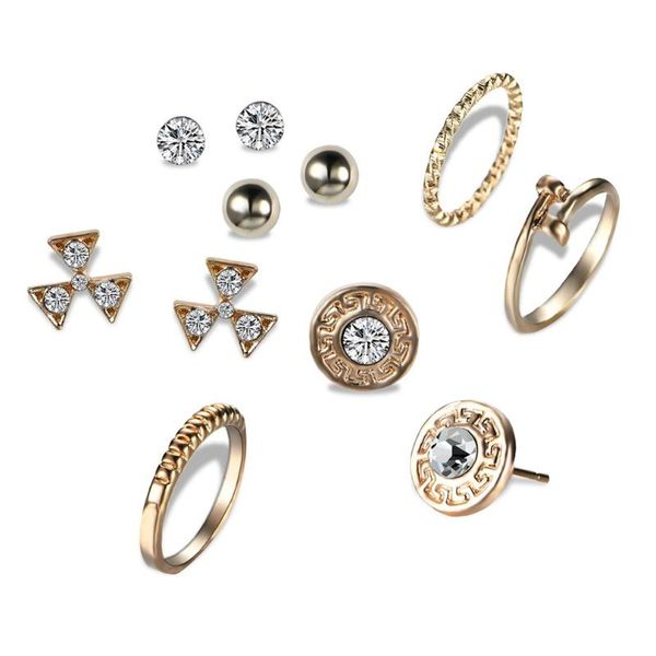 

earrings & necklace 6pcs/set earring ring elegant for wearing decor pearl jewelry gift yourself a30, Silver