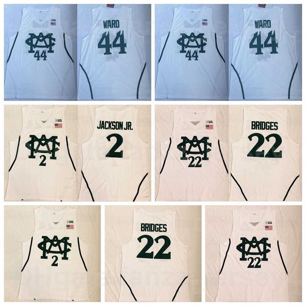 

ncaa basketball state college 44 emma ward jersey 22 miles bridges 2 jaren jackson jr university white team color stitched pure cotton shirt, Black