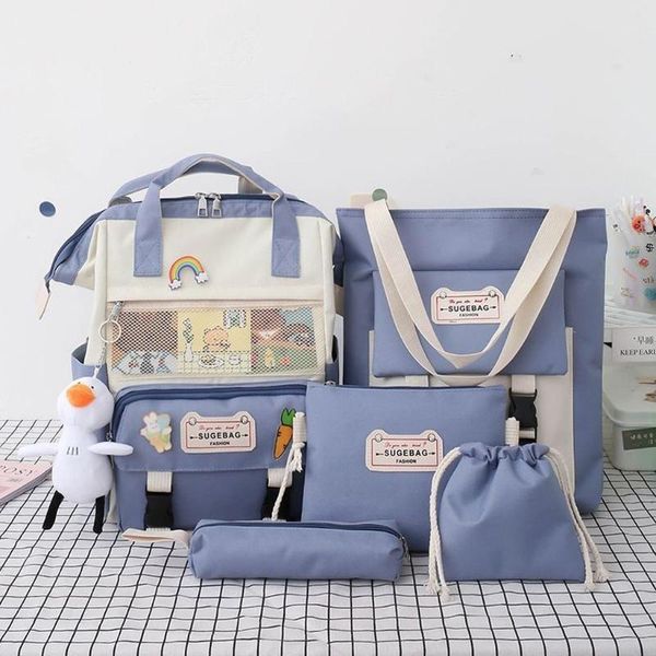 

school bags m6cc 5pcs/set nylon backpacks women lovely daypack for teenage girls bookbags