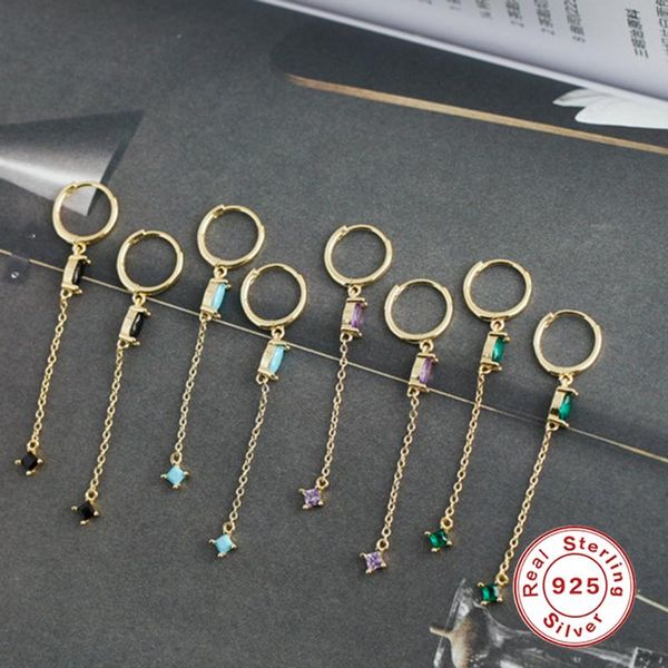 

hoop & huggie mc 925 sterling silver small earrings for women fashion girl color crystal zircon diamond pendant ear rings fine jewelry, Golden;silver