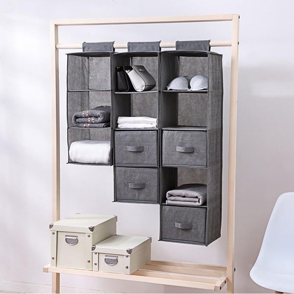 

hanging storage bag interlayer drawer type wardrobe clothes organizer debris box hanger boxes & bins