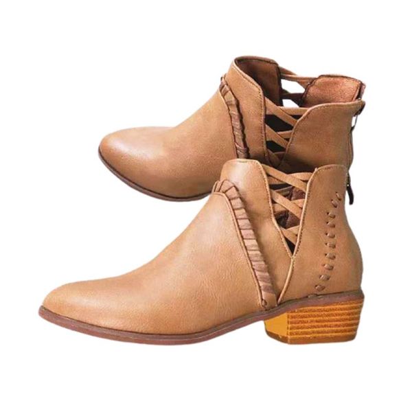 

boots women's ankle large size v-shaped short style pointed thick heel autumn and winter female shoes, Black