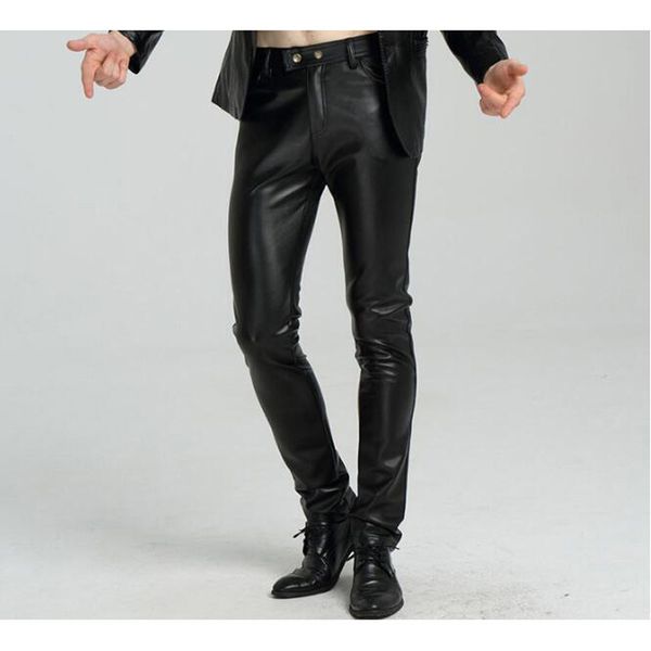 

men's pants imitation fur tights, pu pants, motorcycle, Black