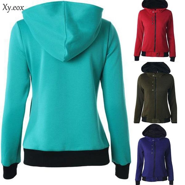 

women's hoodies & sweatshirts women hooded cardigan coat ladies winter warm long sleeve sweatshirt outwear, Black