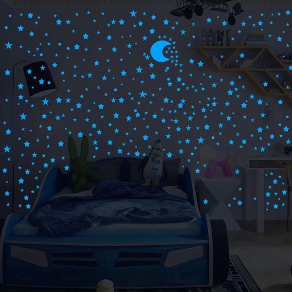 

wall stickers luminous sticker star and moon glow in the dark christmas kids bedroom window glass fluorescent