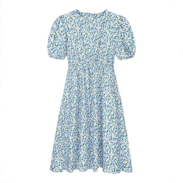 

casual dresses women's french retro summer boho floral dress vintage printed short sleeve a-line party, Black;gray