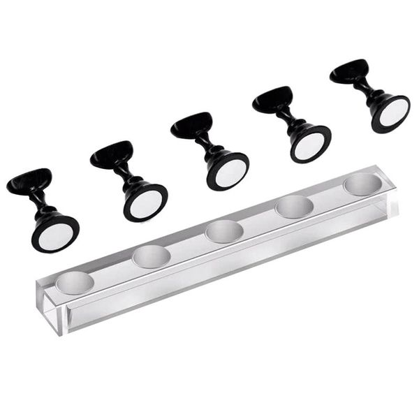 

nail art kits display stand, manicure 5pcs tip holders netic chess board practic train stand-black