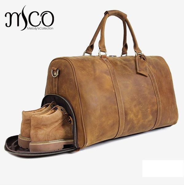 

duffel bags men genuine leather travel bag real weekend durable hand luggage male overnight duffle