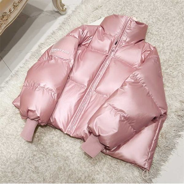 

90% white duck down jacket winter women stand collar female thick coat loose oversized womens short parka 211008, Black