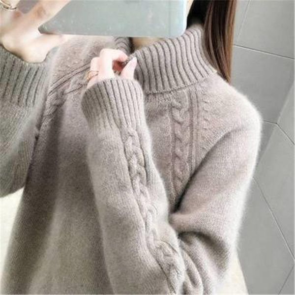 

women's sweaters pullover female solid 2021 autumn winter turtleneck sweater women knitted long sleeve slim jumper soft warm pull femme, White;black