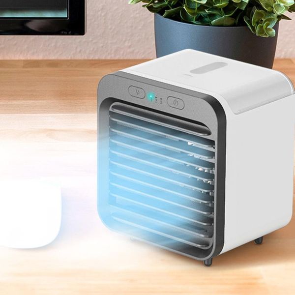 

mini usb air cooler fan portable with humidifying spray function electric table water tank for household use party favor