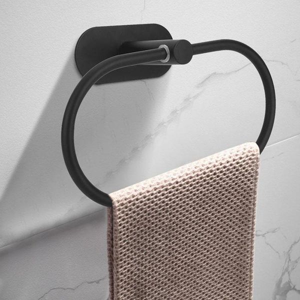 

towel racks stainless steel holder round wall mounted rack black self adhesive towels ring for living room bathroom accessories