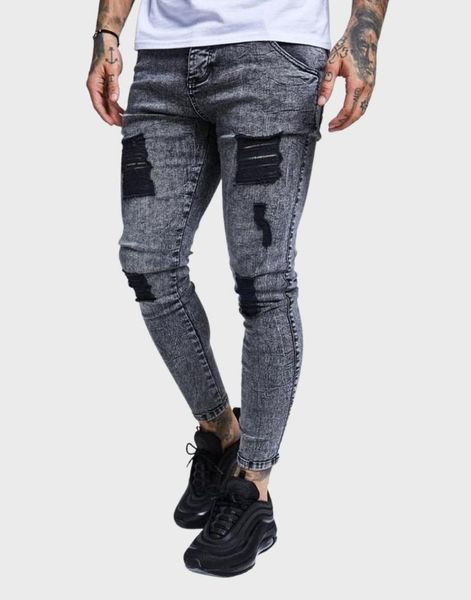 

siksilk acid distressed men's jeans, Blue