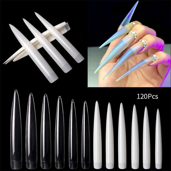 

120pcs nail tips half cover extra long curve acrylic extension system false nails manicure press on tip salon supply beauty tool, Red;gold