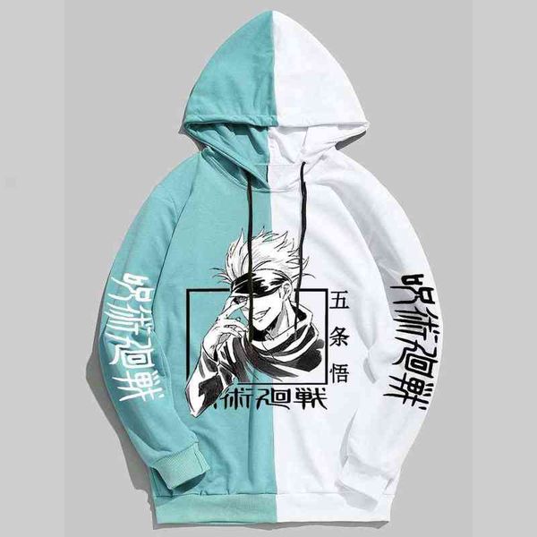 

men's hoodie gojo satoru sweatshirt casual fleece pullover hoodie anime jujutsu kaisen print yuji itadori ryomen sukuna hoodies g1214, Black