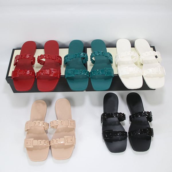

jelly luxury slippers crystal sandals flat slides high heels slipper summer beach thick bottom stuffies platform alphabet shoes, Black