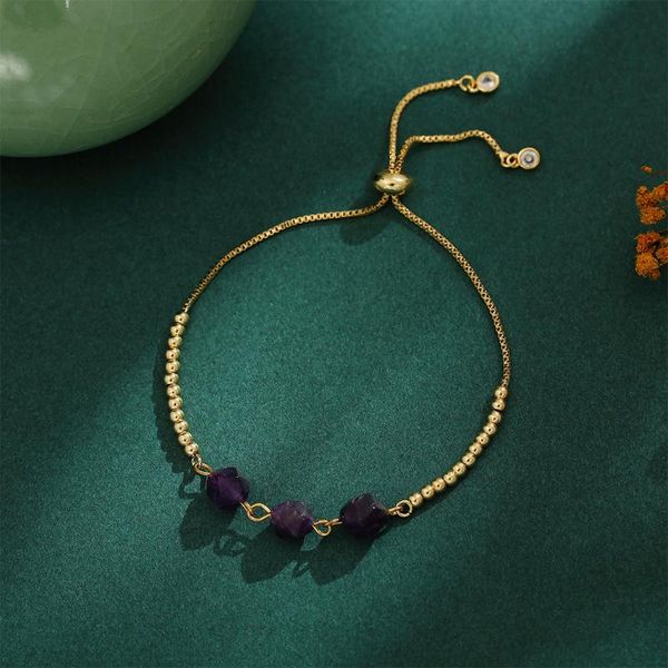 

charm bracelets plumiss natural crystal beads romantic stainless steel bracelet for women adjustable jewelry drop, Golden;silver