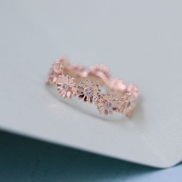 

codemonkey 2020 spring daisy rose golden ring for women 100% real sterling silver flower rings lucky jewelry cmr094
