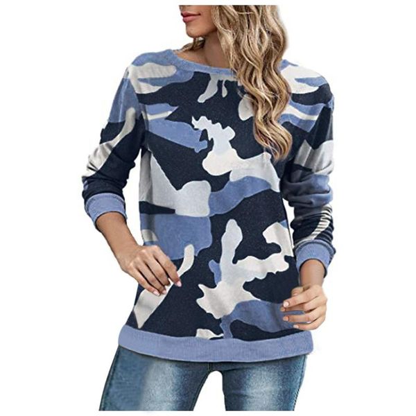 

women's hoodies & sweatshirts camouflage print women sweatshirt long sleeve o-neck pullover sudaderas para mujer plus size thin, Black