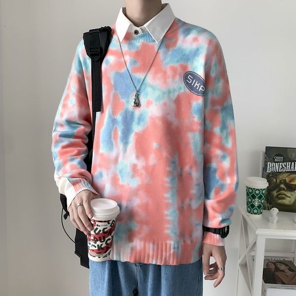

men's sweaters and women's loose knitted sweaters, faded tie dyed jackets, in korea, suitable for lazy couples, autumn winter, White;black