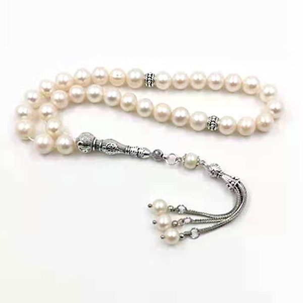 

tasbih natural pearl style freshwater misbaha rosary bead pearl bracelet women love islamic jewelry eid gift, Golden;silver