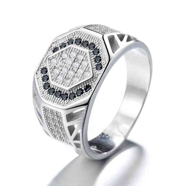 

2021 yaeno 925 sier arabic men ring cz micro pave chunky turkish ring for men