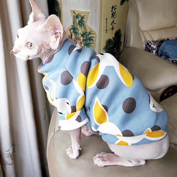 

cat costumes cute print pet costume hoodie winter warm clothes for cats soft fleece puppy kedi clothing coat pets products animal