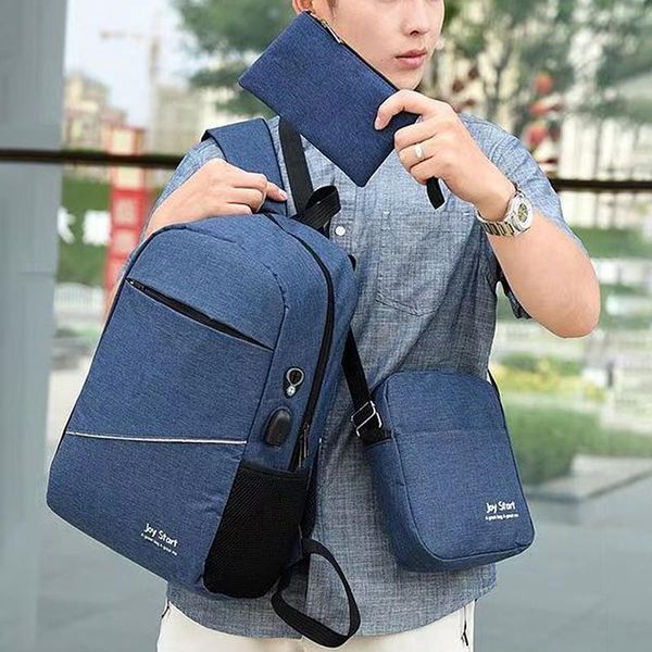 

backpack 3pcs/set men's male usb charging lapwomen travel backpacks schoolbag men shoulder bag sets bags 3 pieces