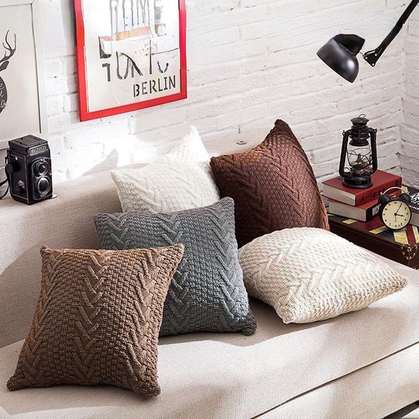 

pillow case bedding american country style exquisite v-type coarse wool knitted pillow, home soft accessories