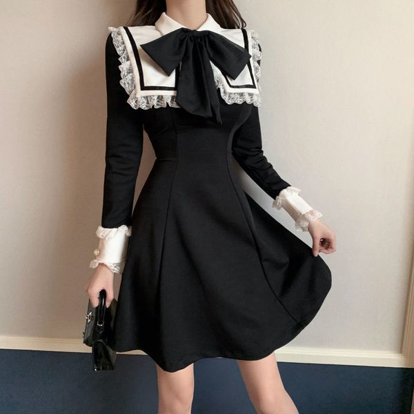 

casual dresses vestido feminino renda francesa elegante, peÃ§a vestido preto gÃ³tico mini vintage coreano primavera 14zg, Black;gray