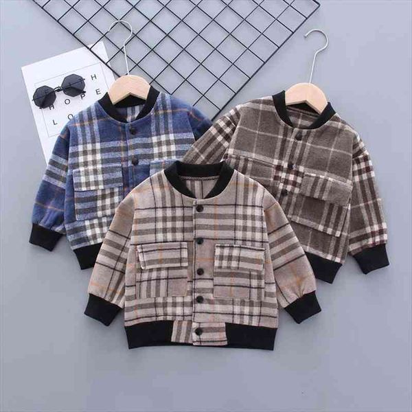 

spring autumn boys girls jacket infant plaid jackets caot casual cotton pompom kids outerwear girl clothes coat 0-5 years, Blue;gray