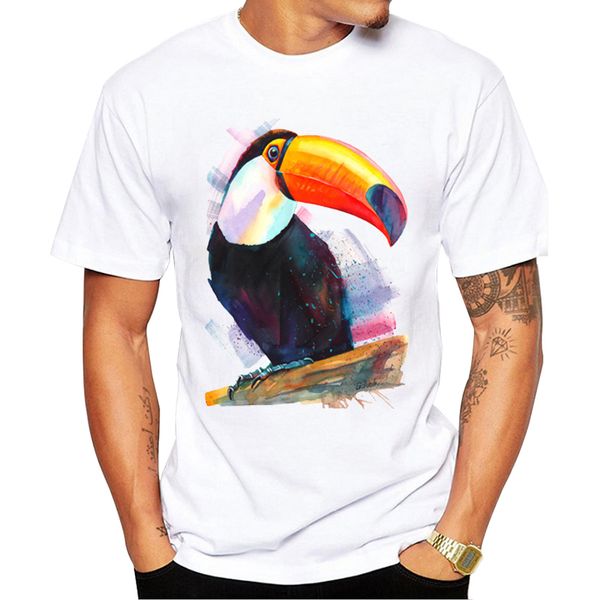 

TEEHUB Newest Funny Hand Drawing Men T-Shirt Toucan Printed Tshirts Short Sleeve O-Neck Cool Tee Hipster Tops, Mainly pictures