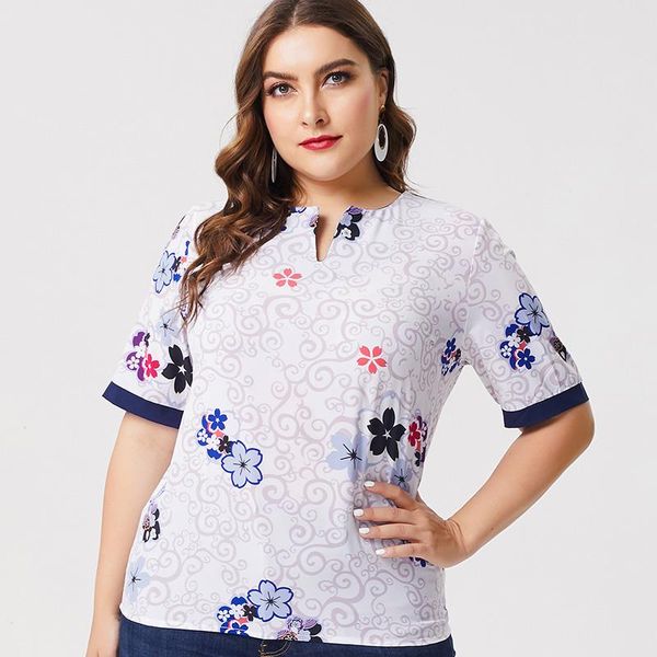 

plus size t-shirt 2021 summer women's short sleeve printed and fashion ladies casual elegant retro, Black