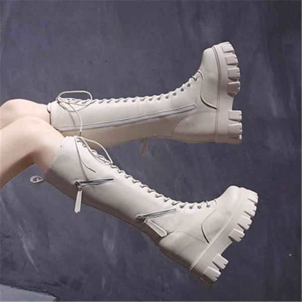 

fashion ladies knees lairs women platform 11cm internal increase high heels restore winter lace up knight long boots, Black