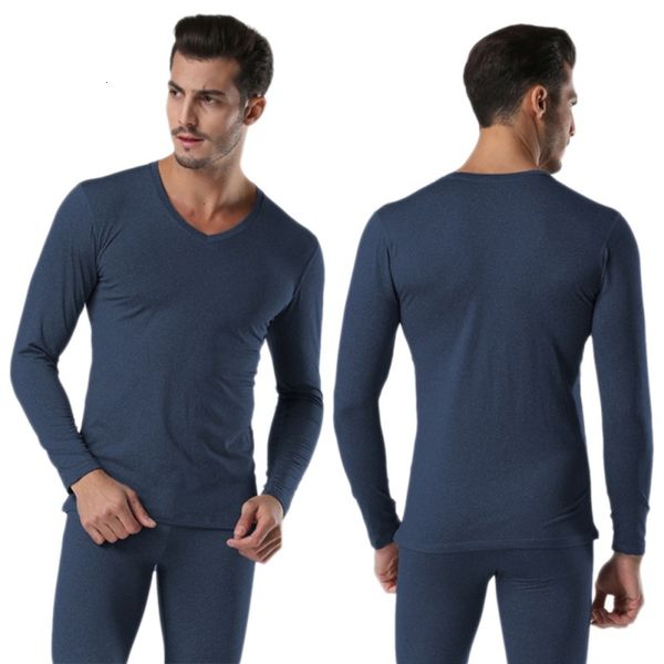 

men's sleepwear men winter warm cotton v neck thermal underwear set thicken long sleeve bottom lv3h, Black;brown