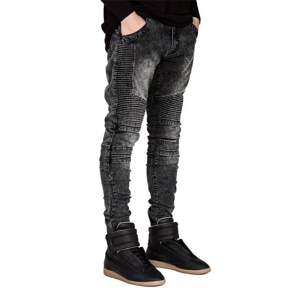 

men's jeans men runway slim racer biker fashion hiphop skinny for h0292, Blue