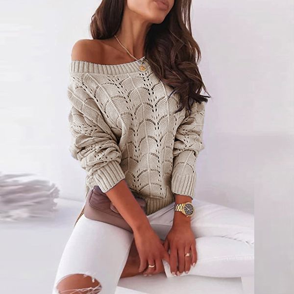 

design women autumn fashion hollow bat sleeve sweaters casual loose solid pullover office lady simple elegant o-neck long sleeve, White;black