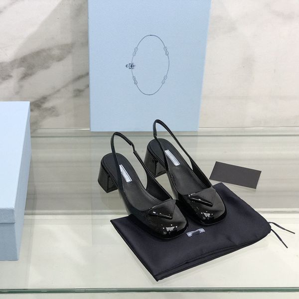 

2022 patent leather strap high heels sandals beach shoes fashion dinner, Black