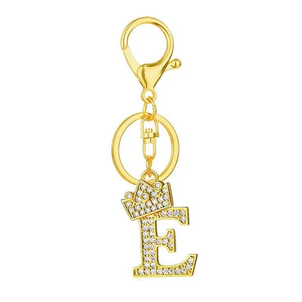

keychains rhinestone crown keychain 26 alphabet alloy letter key chain for women car bag tassels keyring holder charm pendant accessoreis, Silver