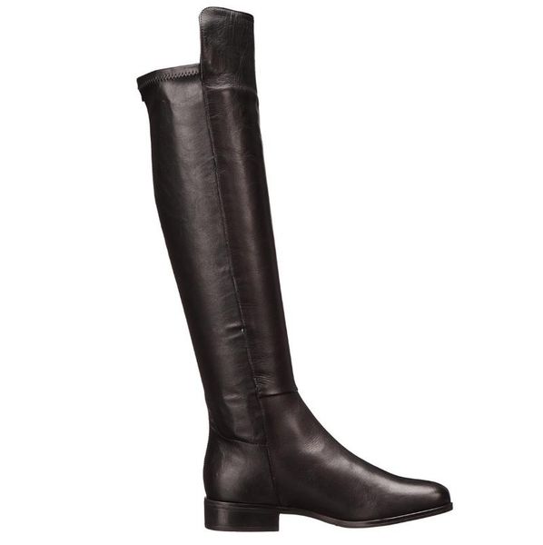 

boots knight boots, long and knee are women's leather stitched side zipper, Black