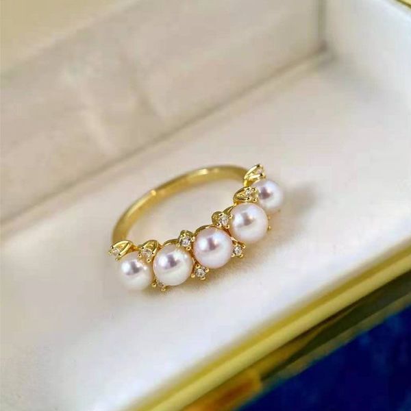 

fresh water pearl ring 925 sterling sliver cz cluster anniversary statement rings 18k gold plated, Slivery;golden