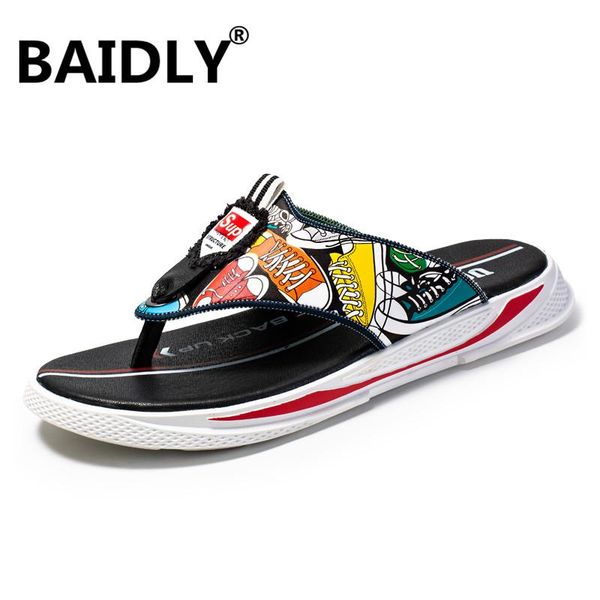 

slippers big size summer men flip flops leather flat beach flop anti-slip zapatos hombre male casual shoes, Black