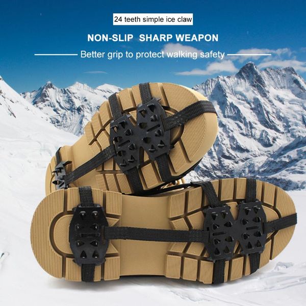 

cords, slings and webbing 1pair 24 studs anti slip ice gripper outdoor winter climbing hiking fishing crampons shoes spike cleats shoe cover