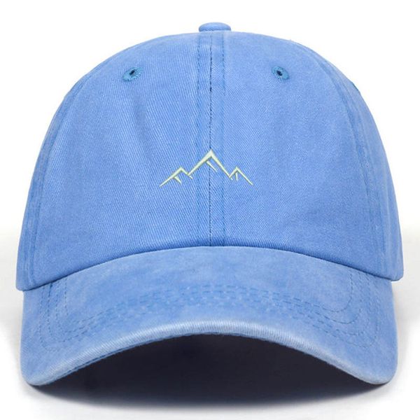 

washed mountain embroidered baseball cap cotton duck tongue dad hip hop cap, Blue;gray